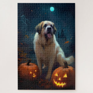 Puzzle Halloween Saint Bernard avec la peur Citrouille