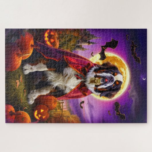 Puzzle Halloween Saint Bernard Vampire Citrouilles effroi (Horizontal)