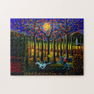 Puzzle Halloween, sans tête, cavalier, somnolent,