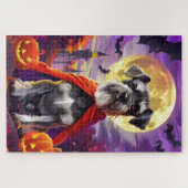 Puzzle Halloween Schnauzer Vampire Citrouilles peur (Horizontal)
