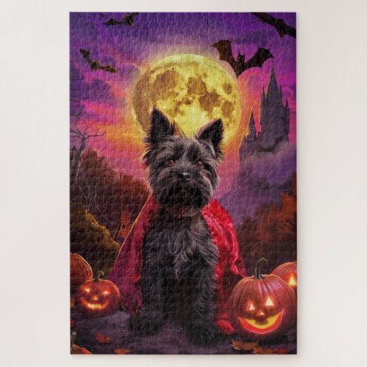 Puzzle Halloween Scottish Terrier Vampire Citrouilles Épo (Vertical)
