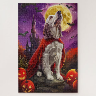 Puzzle Halloween Setter Anglais Vampire Citrouilles Épouv