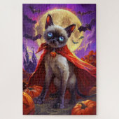Puzzle Halloween Siamese Chat Vampire Citrouilles effroi (Vertical)
