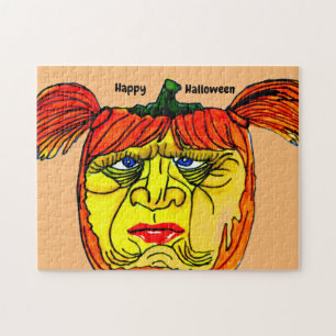 PUZZLE HALLOWEEN SILLY GIRL CITROUILLE