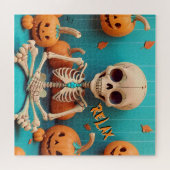 Puzzle Halloween Skeleton Citrouille Éffrayant Orange Cya (Horizontal)