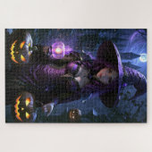 Puzzle Halloween sorcière Animée et Jack-O-Lanterns (Horizontal)