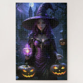 Puzzle Halloween sorcière Animée et Jack-O-Lanterns (Vertical)