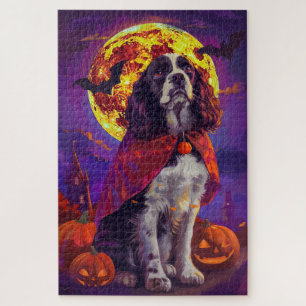 Puzzle Halloween Springer Spaniel Vampire Citrouilles Épo
