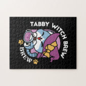 Puzzle Halloween Tabby Cat – Witch Hat & Potion Art (Horizontal)