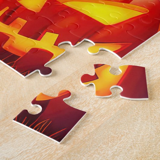 Puzzle Halloween Terre-Neuve Vampire Citrouilles effroi (Côté)