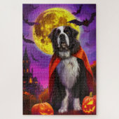 Puzzle Halloween Terre-Neuve Vampire Citrouilles effroi (Vertical)