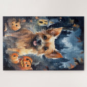 Puzzle Halloween Terrier Australien Avec Peur Citrouille (Horizontal)