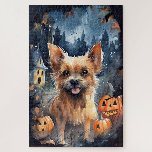 Puzzle Halloween Terrier Australien Avec Peur Citrouille (Vertical)