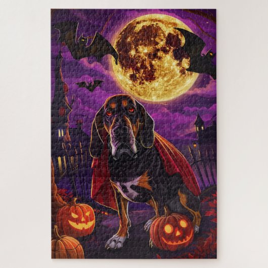 Puzzle Halloween Treeing Walker Vampire Citrouilles effro (Vertical)