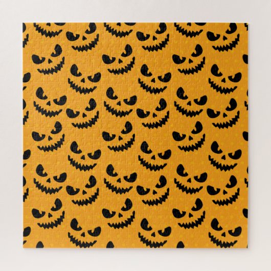 Puzzle Halloween : visages effrayants, style vintage. (Vertical)