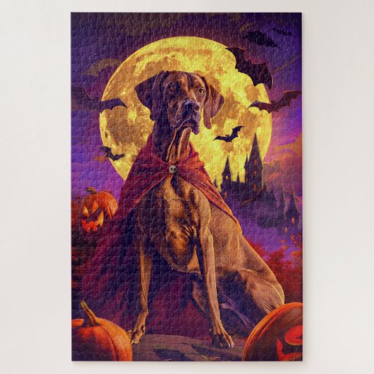 Puzzle Halloween Vizsla Vampire Citrouilles effroi (Vertical)