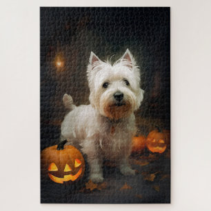 Puzzle Halloween West Highland White Terrier Citrouilles