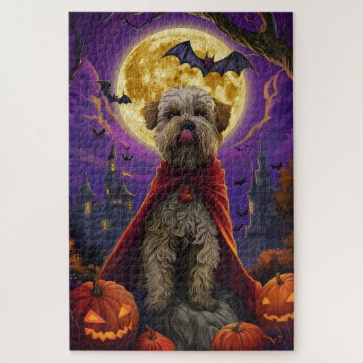 Puzzle Halloween Wheaten Terrier Vampire Citrouilles effr (Vertical)