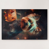 Puzzle Halloween Yorkshire Terrier Avec La Peur Citrouill (Horizontal)