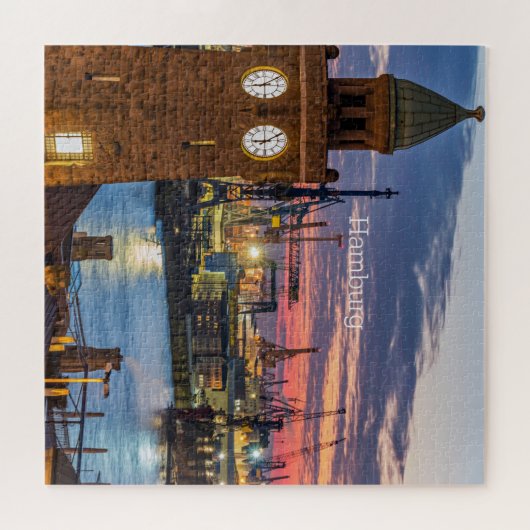 Puzzle Hambourg, Allemagne vue panoramique au crépuscule (Horizontal)