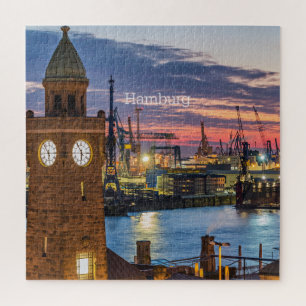 Puzzle Hambourg, Allemagne vue panoramique au crépuscule