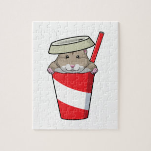 Puzzle Hamster avec boisson