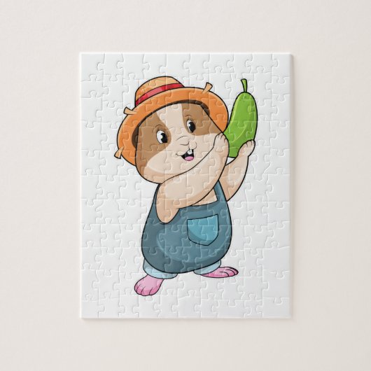 Puzzle Hamster en fermier avec des courgettes (Vertical)