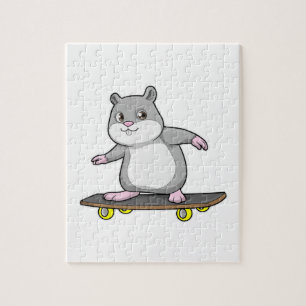 Puzzle Hamster en patinage avec skateboard