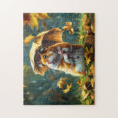 Puzzle Hamster et parapluie feuille (Vertical)