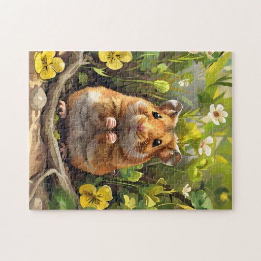 Puzzle Hamster Syrien D'Or Dans Un Champ Fleuri (Horizontal)