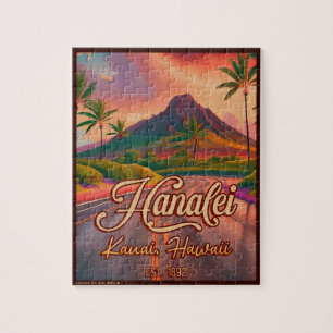 Puzzle Hanalei Kauai Hawaii Retro Volcano Road années 195