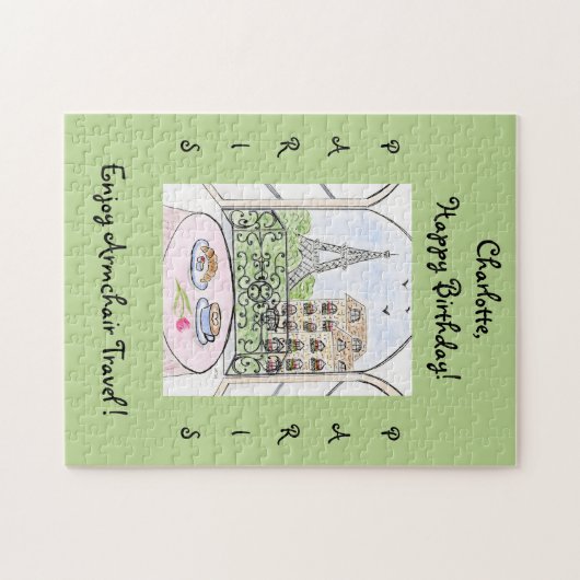 Puzzle Handpainted Whimsical Paris Eiffel Tower CUSTOMIZE (Horizontal)