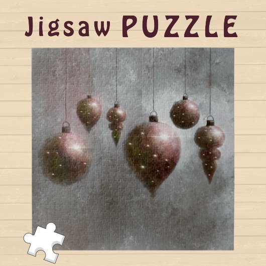 Puzzle Hanging Christmas Copper Baubles sur Grey -