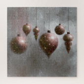 Puzzle Hanging Christmas Copper Baubles sur Grey - (Vertical)