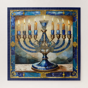 Puzzle Hanoukka bleue Menorah