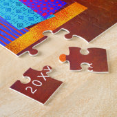 Puzzle Hanoukka Bougies de Boho Bleu sur Red Peace Love L (Côté)