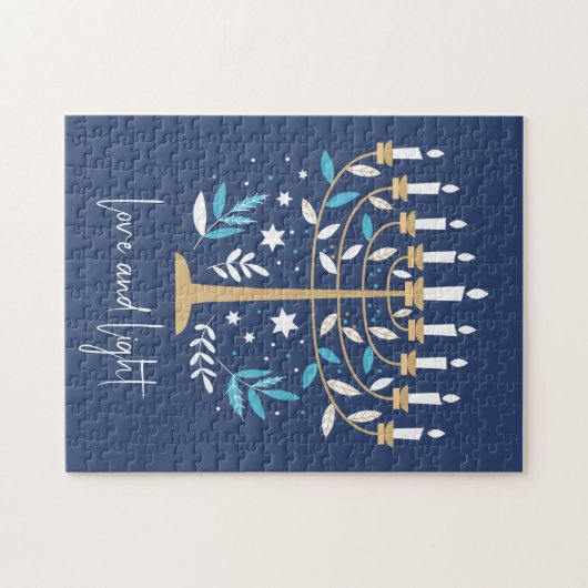 Puzzle Hanoukka Love & Light Floral Menorah (Horizontal)
