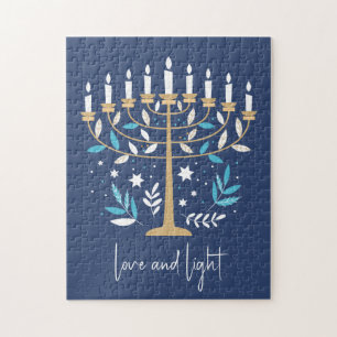 Puzzle Hanoukka Love & Light Floral Menorah