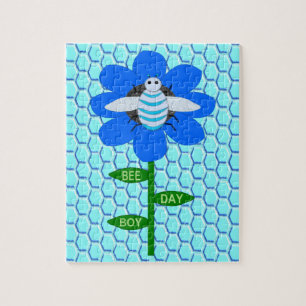 Puzzle Happy Bee Day Boy Blue Birthday Bumblebee