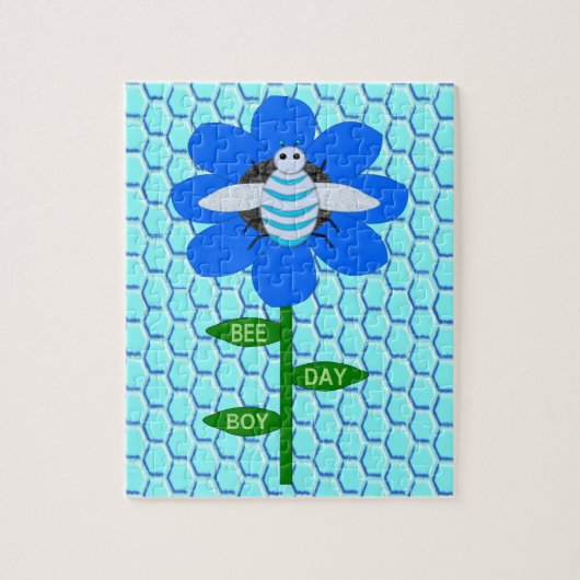 Puzzle Happy Bee Day Boy Blue Birthday Bumblebee (Vertical)
