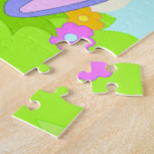 Puzzle Happy Bunny Papillons Fleurs mignonnes Lapin pourp (Côté)