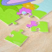 Puzzle Happy Bunny Papillons Fleurs mignonnes Lapin pourp (Côté)