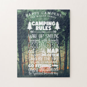 Puzzle Happy Campers Règles de camping Nom de Famille