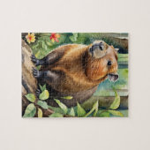 Puzzle Happy Capybara in Rainforest Wild Animal (Horizontal)