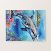 Puzzle Happy Dolphin Tropical Ocean Coral Beach (Horizontal)