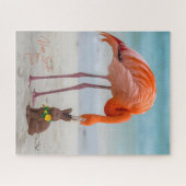 Puzzle Happy Easter from Florida Flamingo on Beach (Horizontal)