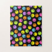 Puzzle Happy Emoji coloré visages sur noir (Vertical)