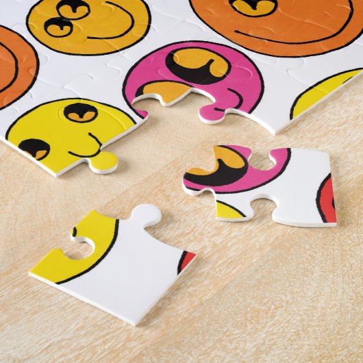 Puzzle Happy Emoji Face Funny Jaune rose rouge orange (Côté)