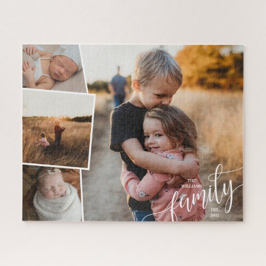 Puzzle Happy Family Ajouter un nom Charming 4 Photo Colla (Horizontal)