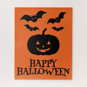 Puzzle Happy Halloween Citrouille Bat Minimal